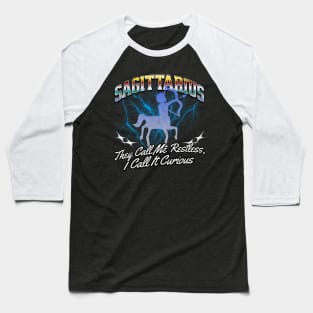 Sagittarius Restless Retro Bootleg Zodiac Sign Astrology Birthday Baseball T-Shirt